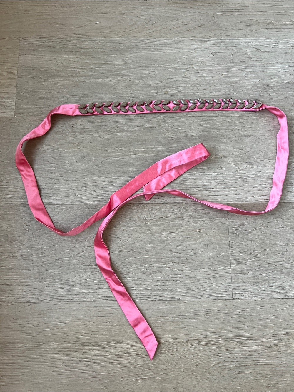 J.Crew Pink Silk Embellished Ribbon Tie Belt – One Size